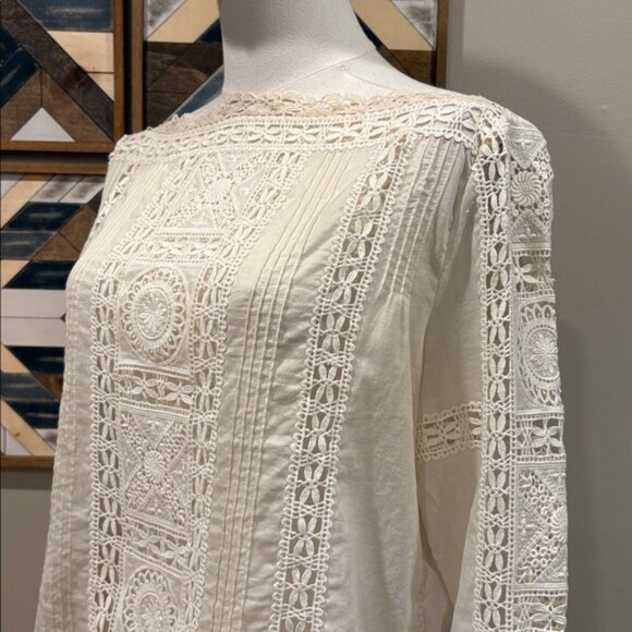 Vintage Ralph Lauren Ivory Bateau Neck Lace Top size 10 - Picture 4 of 13